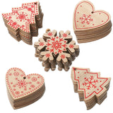 18PCS DIY Red & White Wooden Christmas Ornaments - Rey.me