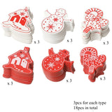 18PCS DIY Red & White Wooden Christmas Ornaments - Rey.me