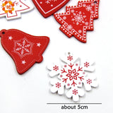 18PCS DIY Red & White Wooden Christmas Ornaments - Rey.me