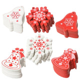 18PCS DIY Red & White Wooden Christmas Ornaments - Rey.me