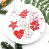 18PCS DIY Red & White Wooden Christmas Ornaments - Rey.me