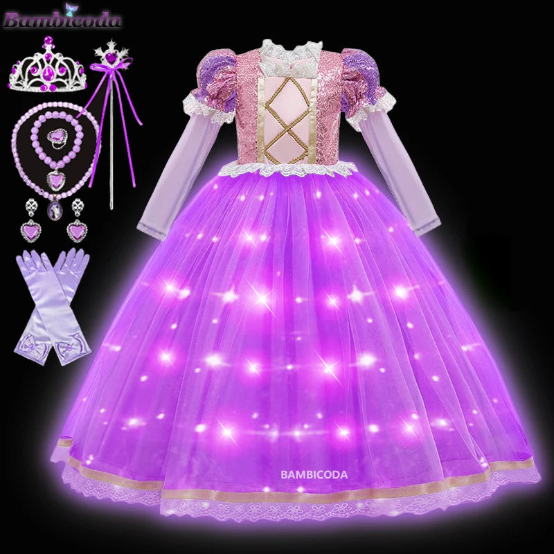 2024 Girls' Rapunzel LED Costume - Rey.me