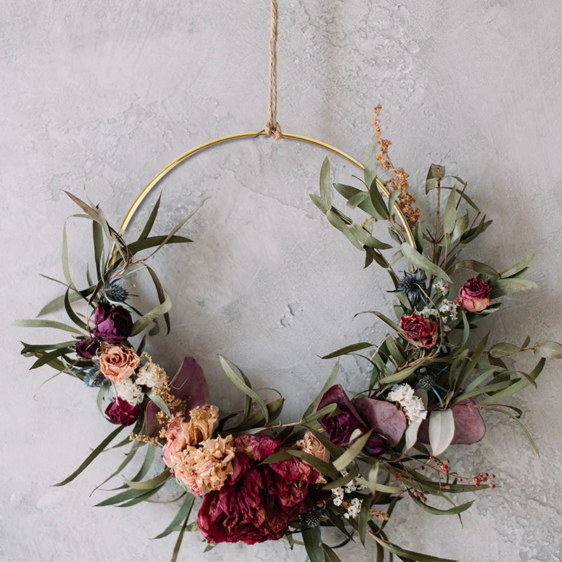 Gold Metal Floral Hoop Decoration - Rey.me