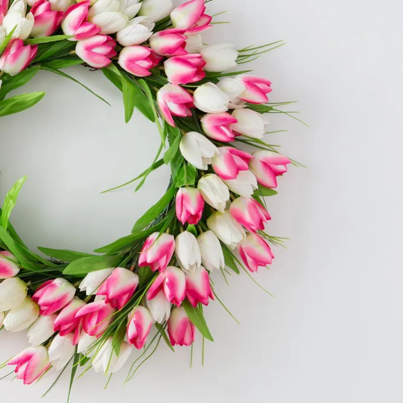 Artificial Pink Tulip Wreath - Rey.me