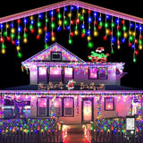 Icicle Christmas Lights Outdoor, 132ft 1280 LED Icicle Lights for Outside, Plug in Twinkle Lights Indoor with 8 Modes Timer Wate - Rey.me