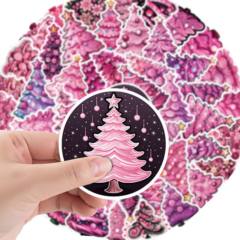 Kawaii Pink Christmas Tree Stickers - Rey.me