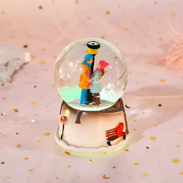 Musical Snow Globe with Base, Couple Statue, Night Light, Music Box, Crystal Ball, Home Decor - Rey.me