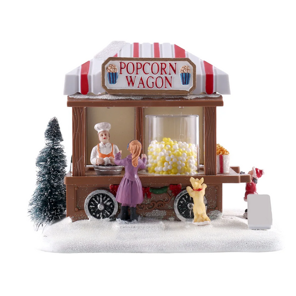 LED Lighted Houses Multicolored Christmas Vacation Village with Music Popcorn House - Rey.me