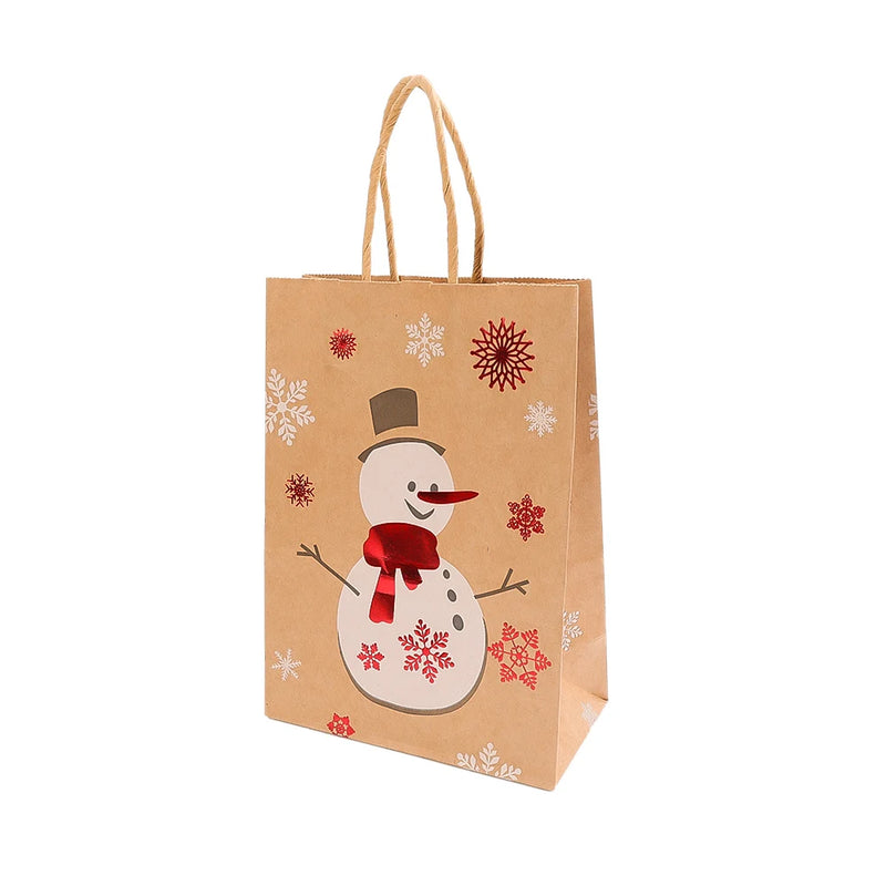 Christmas Kraft Gift Bags – Santa & Snowman Handles - Rey.me