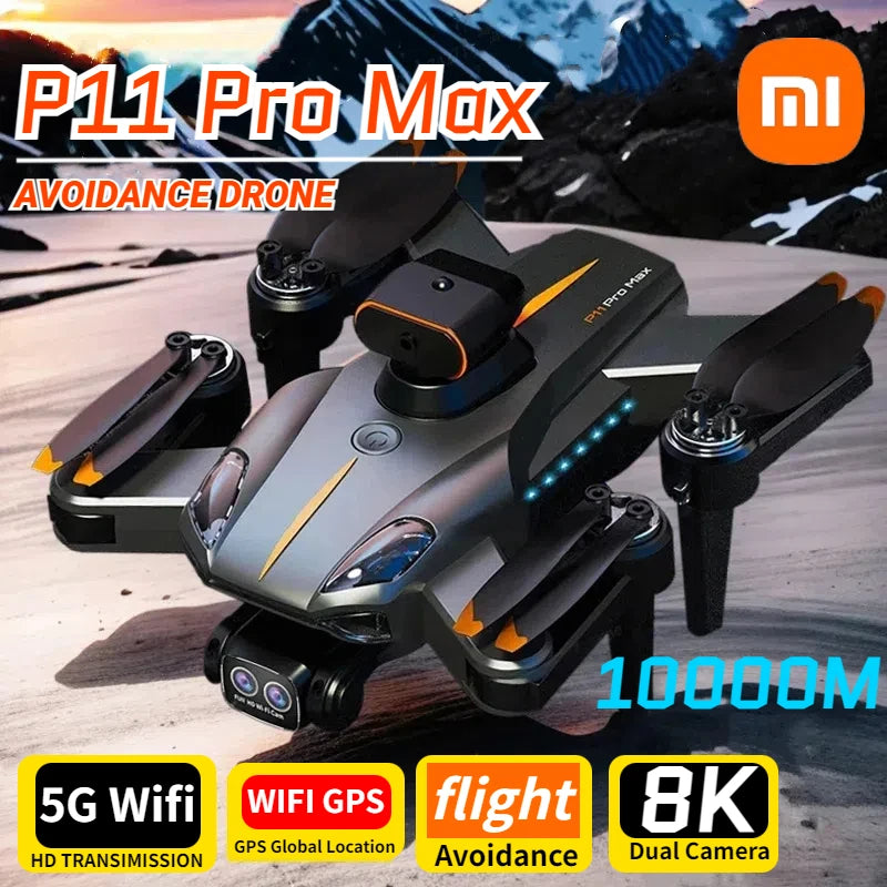 Xiaomi P11 Pro Max Drone 8K 5G Wifi GPS Professional HD Aerial Photography Dual-Camera 360° Obstacle Avoidance Quadcopter 10000M - Rey.me