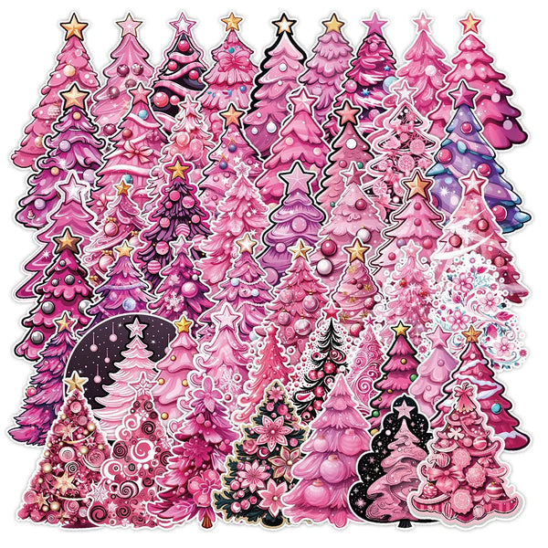 Kawaii Pink Christmas Tree Stickers - Rey.me