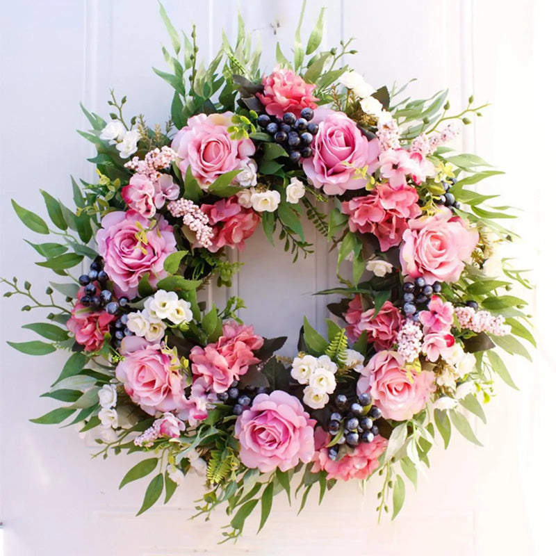 50cm Artificial Rose Front Door Wreath - Rey.me