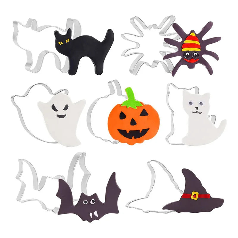 5/7/12PCS Halloween Cookie Cutter Metal Pumpkin Ghost Biscuit Mould Kitchen Fondant Cake Decor Halloween Party Pastry Tools - Rey.me