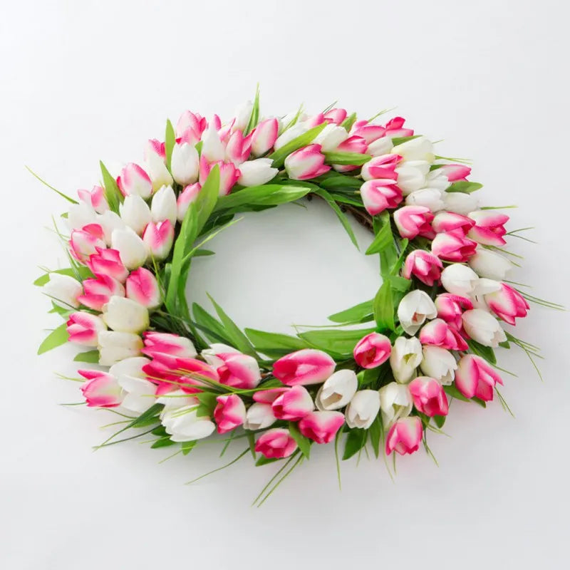 Artificial Pink Tulip Wreath - Rey.me