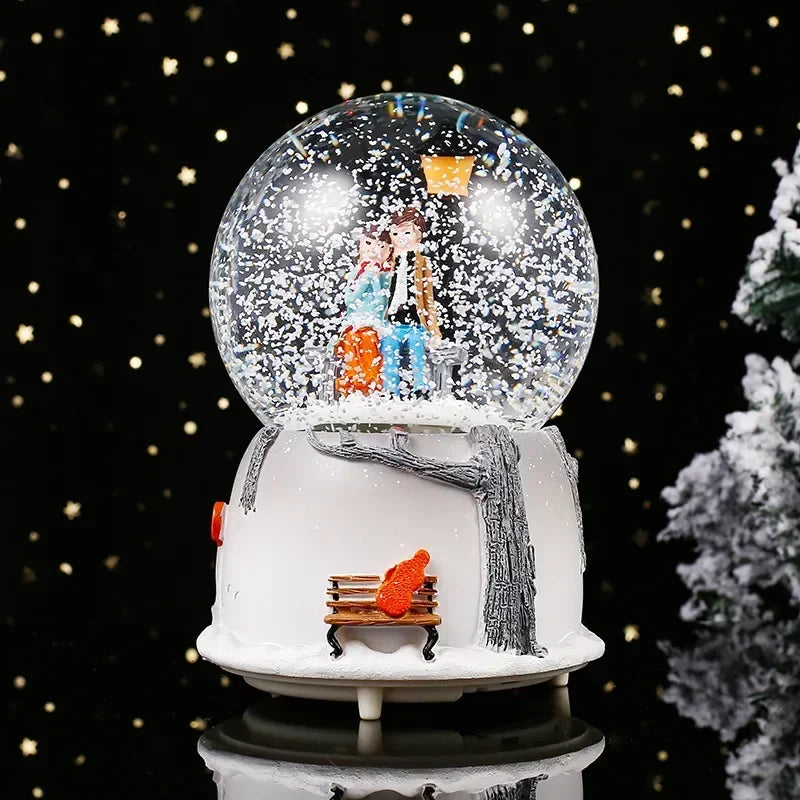 Musical Snow Globe with Base, Couple Statue, Night Light, Music Box, Crystal Ball, Home Decor - Rey.me