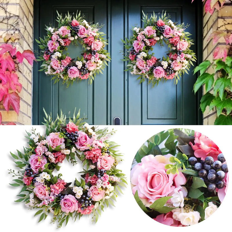 50cm Artificial Rose Front Door Wreath - Rey.me