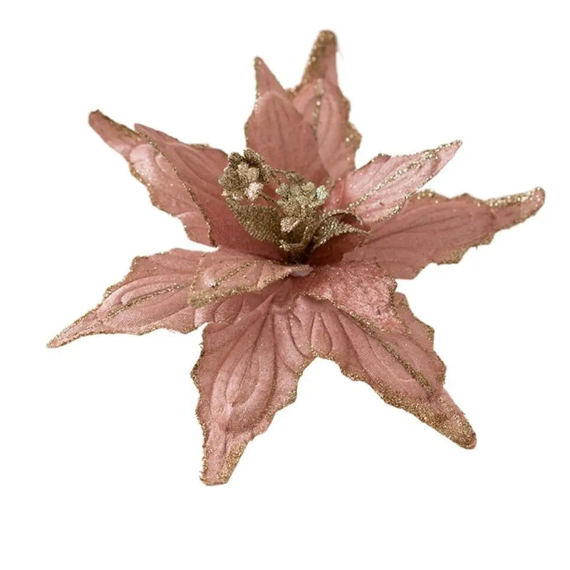 28cm Glitter Poinsettia Flower Decoration - Rey.me