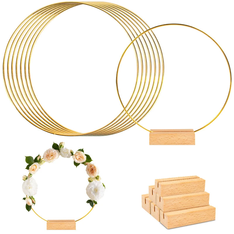 Gold Metal Floral Hoop Decoration - Rey.me