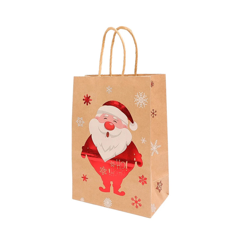 Christmas Kraft Gift Bags – Santa & Snowman Handles - Rey.me