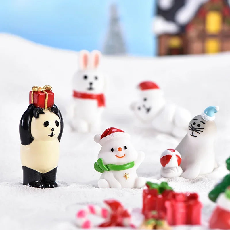 Mini Resin Christmas Figurines – Santa, Snowman & Elk - Rey.me