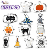 5/7/12PCS Halloween Cookie Cutter Metal Pumpkin Ghost Biscuit Mould Kitchen Fondant Cake Decor Halloween Party Pastry Tools - Rey.me