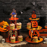 Halloween Pumpkin Multi-tier Cake Stand Decoration 3D Paper Cake Tray Party Christmas Treats Setting Cake Tools - Rey.me