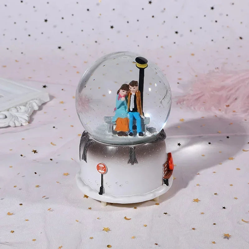 Musical Snow Globe with Base, Couple Statue, Night Light, Music Box, Crystal Ball, Home Decor - Rey.me