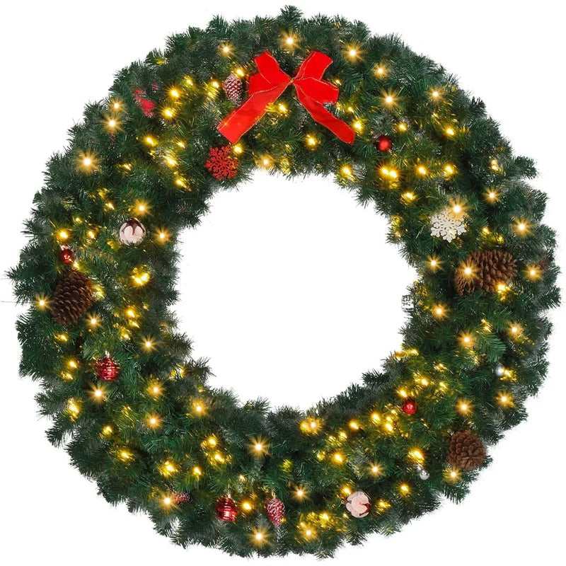 48-Inch Pre-Lit Christmas Wreath - Rey.me