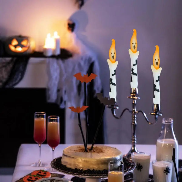 Decorative Tall Candle Set 10 Pieces Taper Candles Halloween Candlesticks Portable Horror Atmosphere Candle Set For Bay Window - Rey.me