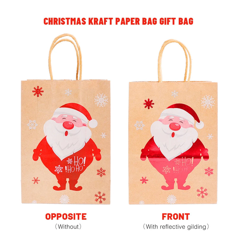 Christmas Kraft Gift Bags – Santa & Snowman Handles - Rey.me