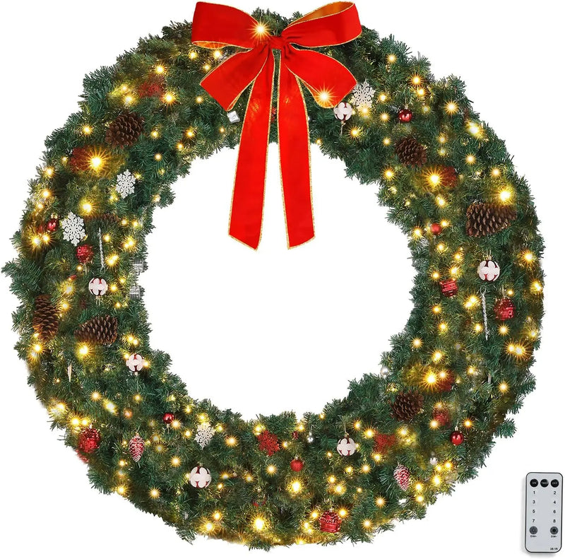 48-Inch Pre-Lit Christmas Wreath - Rey.me