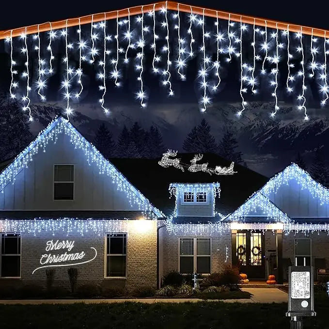 Icicle Christmas Lights Outdoor, 132ft 1280 LED Icicle Lights for Outside, Plug in Twinkle Lights Indoor with 8 Modes Timer Wate - Rey.me