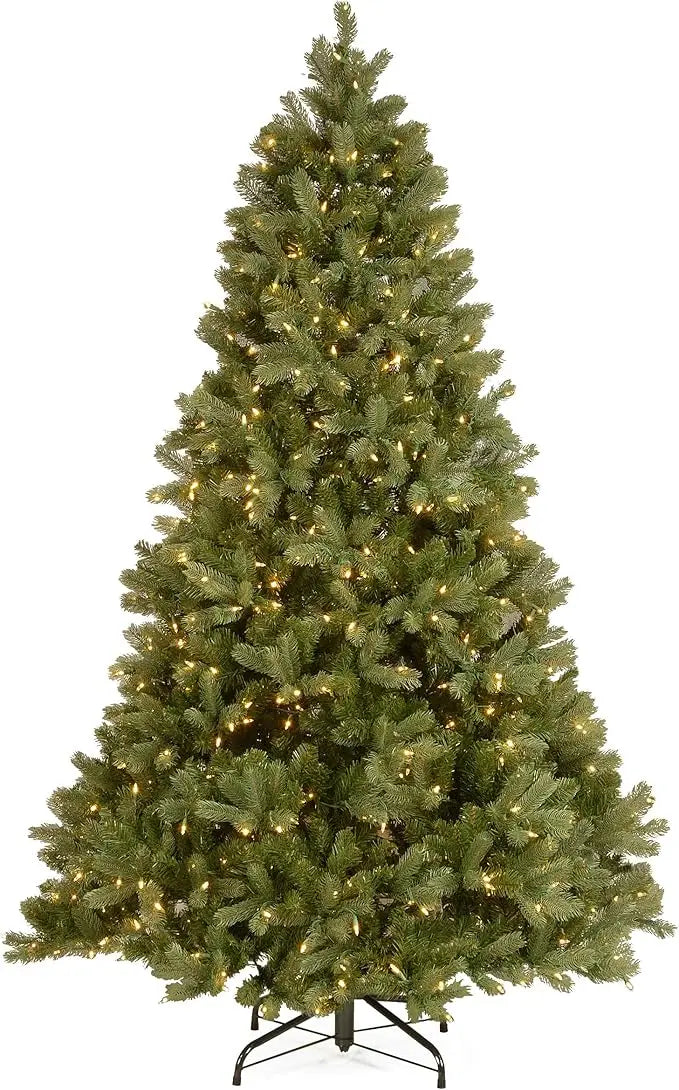 Pre-Lit 'Feel Real' Artificial Full Downswept Christmas Tree, Green, Douglas Fir, White Lights, Includes Christmas Halloween - Rey.me