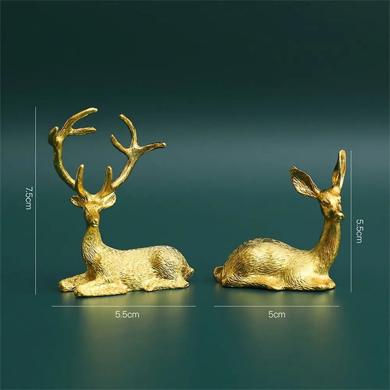 2 Nordic Reindeer Statues – Geometric Elk Decor for Home/Office - Rey.me