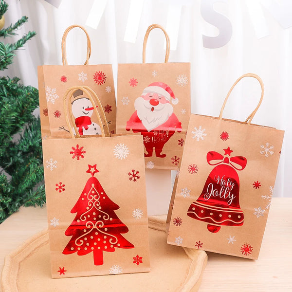 Christmas Kraft Gift Bags – Santa & Snowman Handles - Rey.me