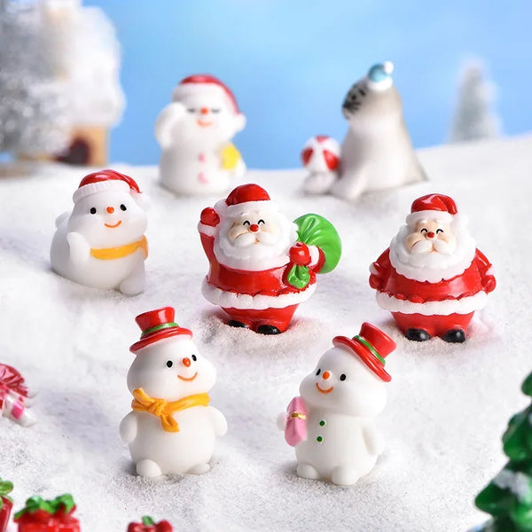 Mini Resin Christmas Figurines – Santa, Snowman & Elk - Rey.me