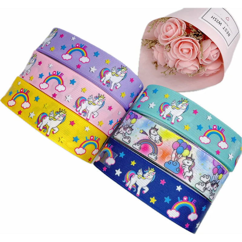 5m Cartoon Printed Grosgrain Ribbon - Rey.me