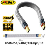 NNBILI USB 4.0 Gen3 40Gbps FPC Cable PD 240W 5A Fast Charging USB C to Type C Cable Thunderbolt 3 8K@60Hz Cable USB C Data Cable - Rey.me