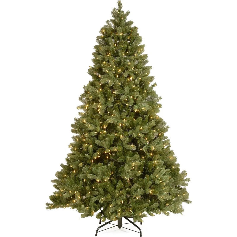 Pre-Lit 'Feel Real' Artificial Full Downswept Christmas Tree, Green, Douglas Fir, White Lights, Includes Christmas Halloween - Rey.me