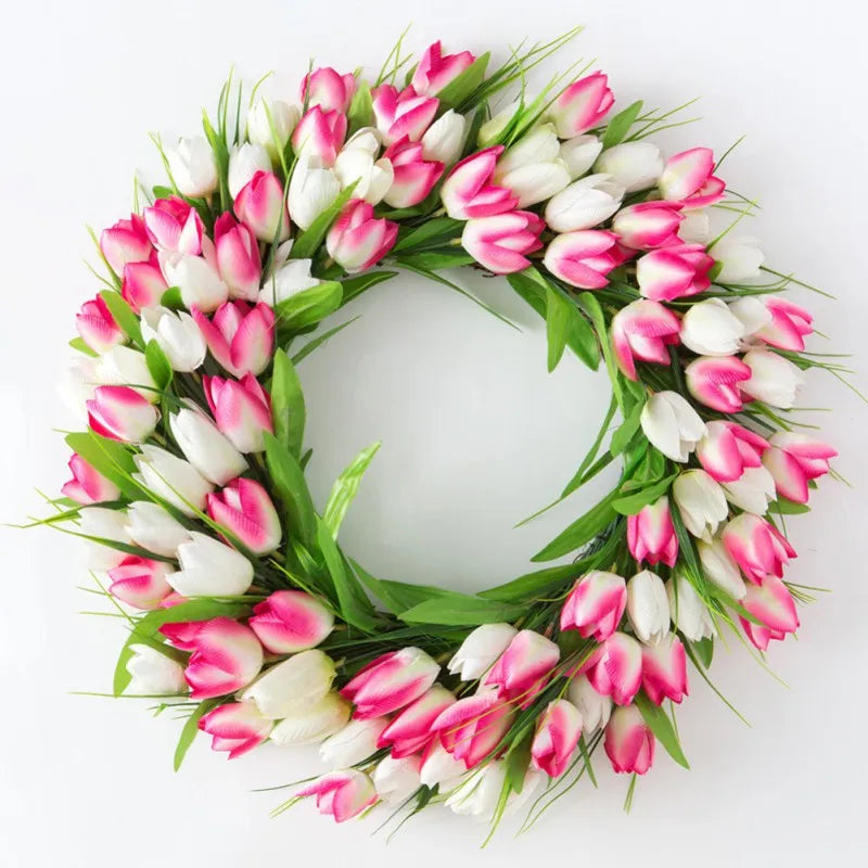 Artificial Pink Tulip Wreath - Rey.me