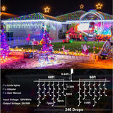 Icicle Christmas Lights Outdoor, 132ft 1280 LED Icicle Lights for Outside, Plug in Twinkle Lights Indoor with 8 Modes Timer Wate - Rey.me