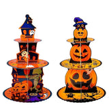 Halloween Pumpkin Multi-tier Cake Stand Decoration 3D Paper Cake Tray Party Christmas Treats Setting Cake Tools - Rey.me