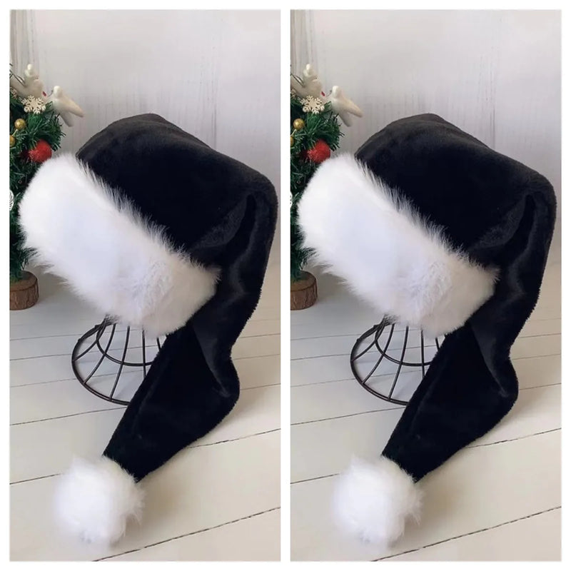 2 Pcs Deluxe Black Santa Hats - Rey.me