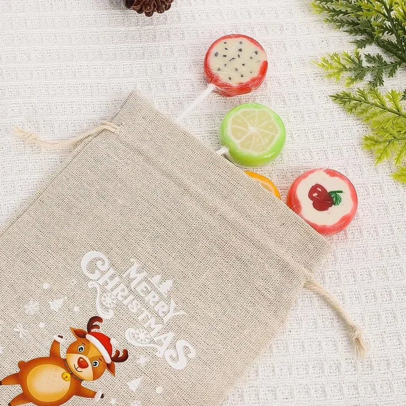 Christmas Gift Bags – Santa & Snowflake Linen Pouches - Rey.me