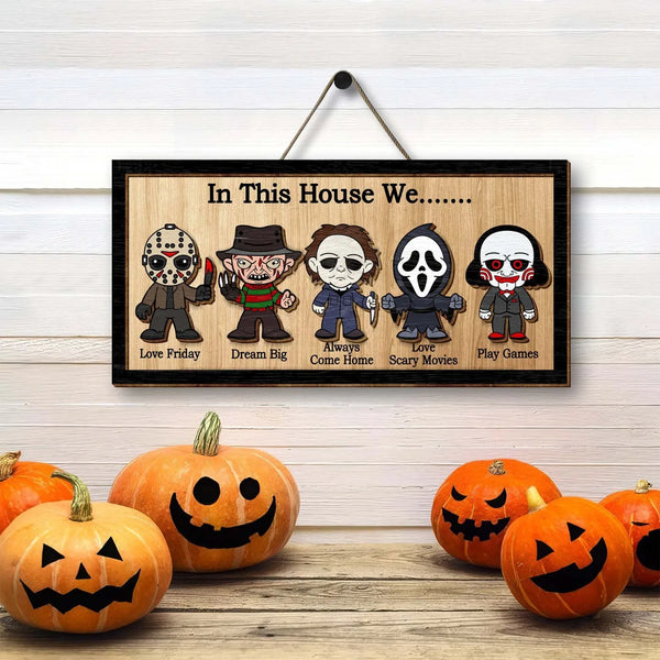 Halloween Wooded Window Decoration Interior Horror Sign for Front Door Holiday Doorplate Home Kitchen Garden Welcome Home Decor - Rey.me