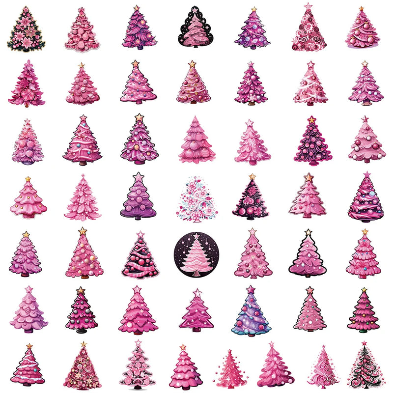 Kawaii Pink Christmas Tree Stickers - Rey.me